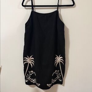Calypso St. Barth Black Dress with Cream Palm Design